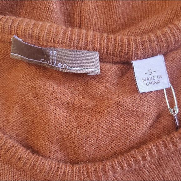Cullen Cashmere Rust Tank with Attached Cape Cardigan Orange Brown - Picture 3 of 6